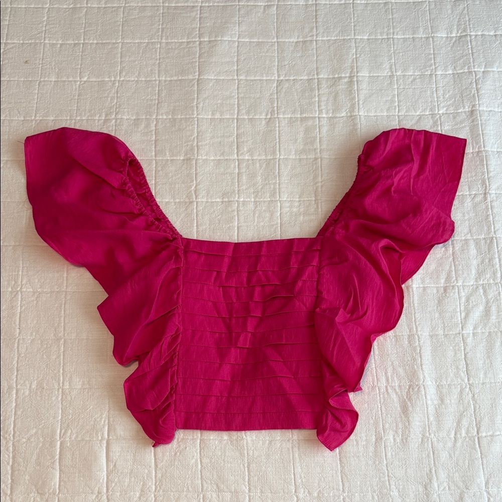 DO+BE Fuchsia Ruffle Sleeve Blouse